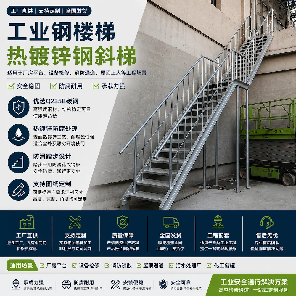 碳钢国标钢梯踏步,适用于工业和商业平台 碳钢国标钢梯踏步,适用于工业和商业平台